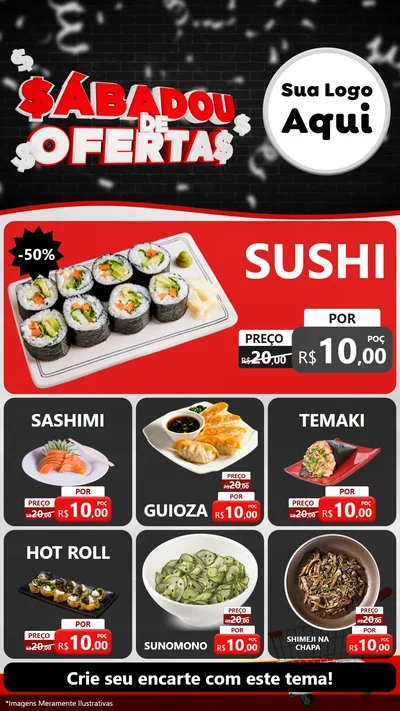 Modelo de Rede Social para Stories com o tema Sabadou de Ofertas para Comida japonesa