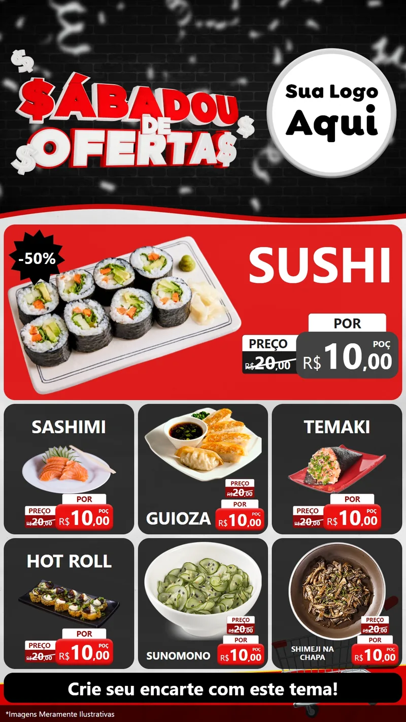 Modelo de Rede Social para Stories com o tema Sabadou de Ofertas para Comida japonesa