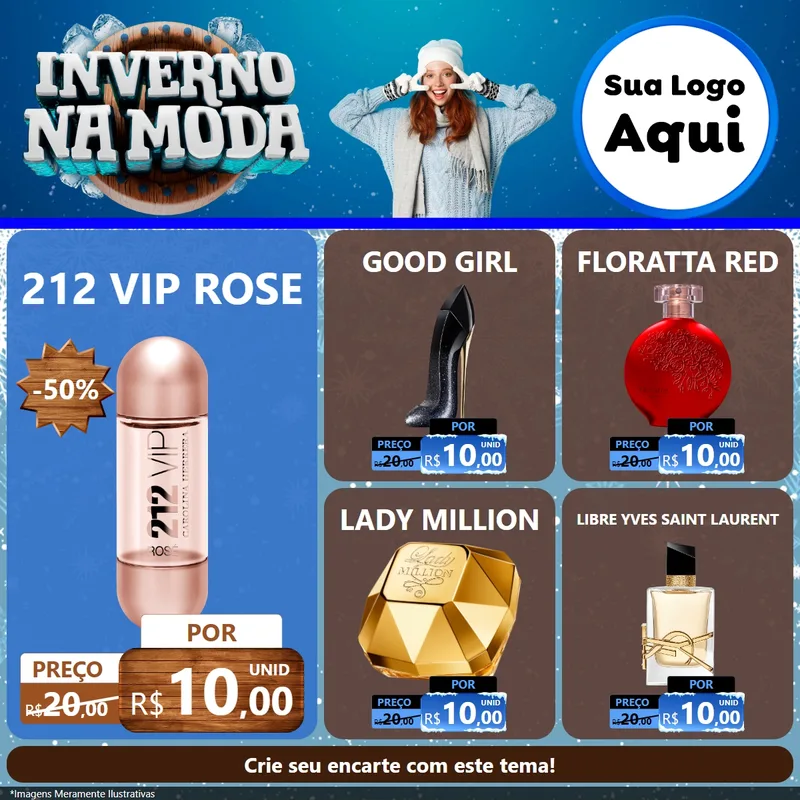 Modelo de Rede Social para Feed Facebook com o tema Inverno na Moda para Perfumes