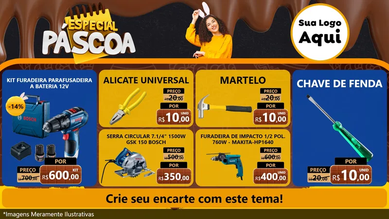 Modelo de TV para TV Horizontal com o tema Especial Páscoa para Maquinas e Ferramentas