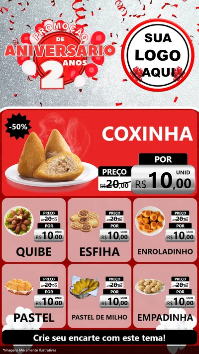 Modelo de Rede Social para Stories com o tema Promoção de Aniversário - 2 Anos para Salgadaria