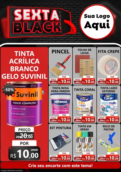 Modelo de Encarte para Encarte A4 Vertical com o tema Sexta Black para Tintas e Ferramentas