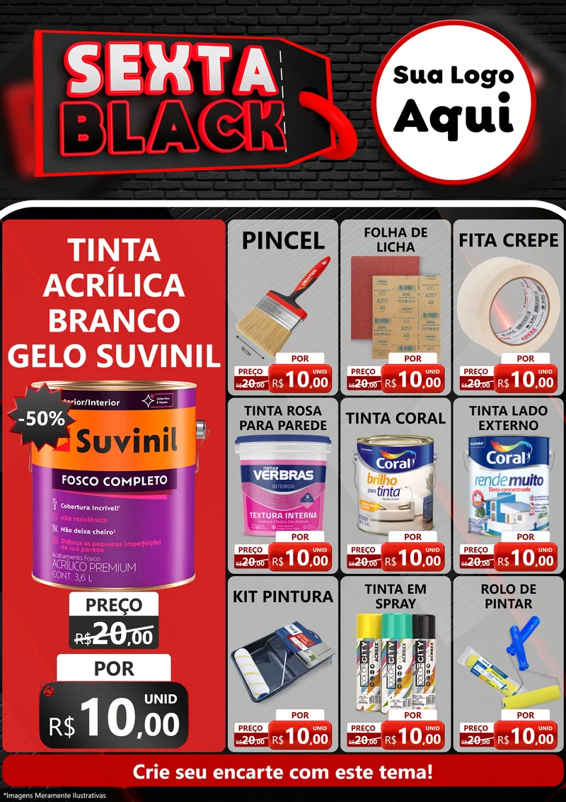 Modelo de Encarte para Encarte A4 Vertical com o tema Sexta Black para Tintas e Ferramentas