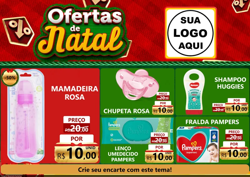Modelo de Encarte para Encarte A4 Horizontal com o tema Ofertas de Natal para Bebês