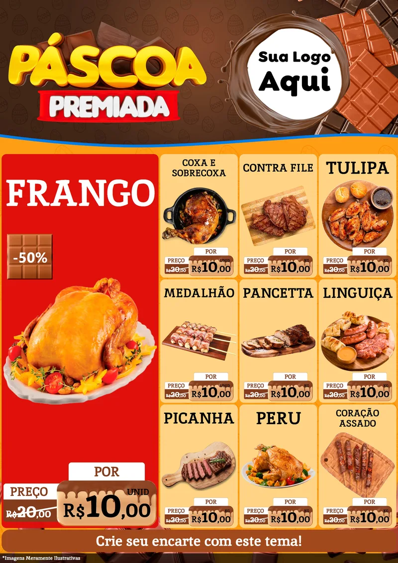 Modelo de Encarte para Encarte A4 Vertical com o tema Páscoa Premiada para Assados