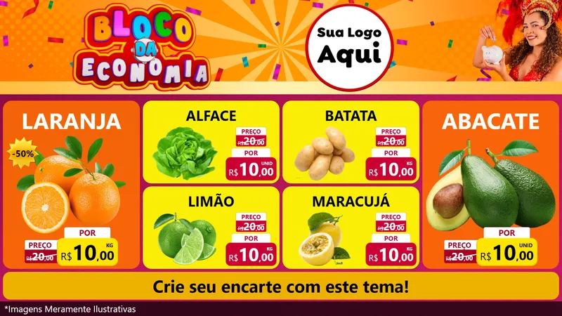 Modelo de TV para TV Horizontal com o tema Bloco da Economia para Hortifrúti