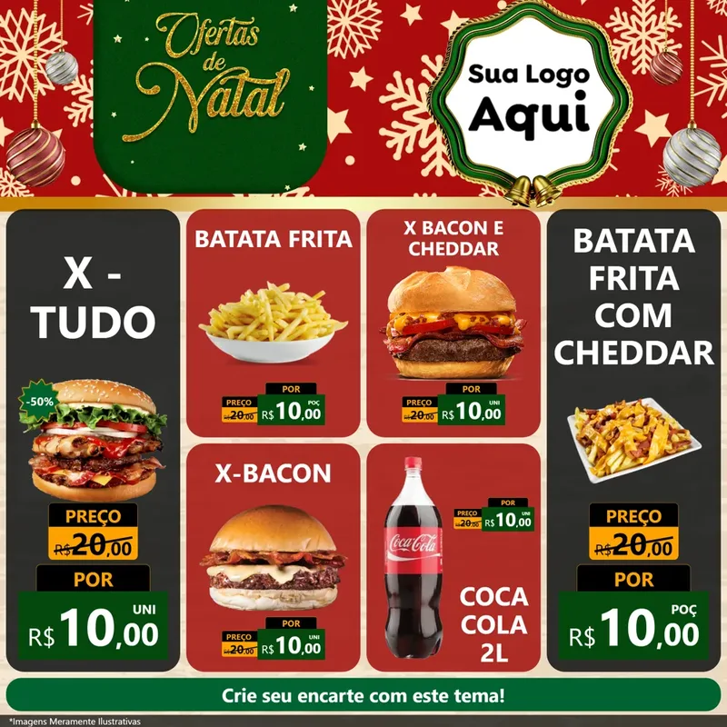 Modelo de Rede Social para Feed Facebook com o tema Natal de Ofertas para Hamburgueria
