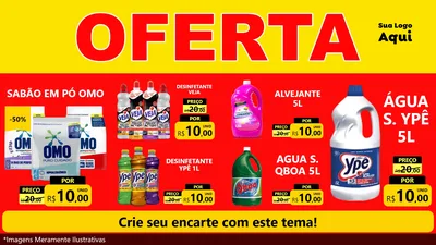 Modelo de TV para TV Horizontal com o tema OFERTA - Vermelho Cartaz para Produtos de Limpeza