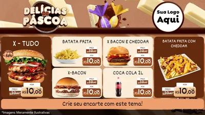 Modelo de TV para TV Horizontal com o tema Delícias de Páscoa para Hamburgueria