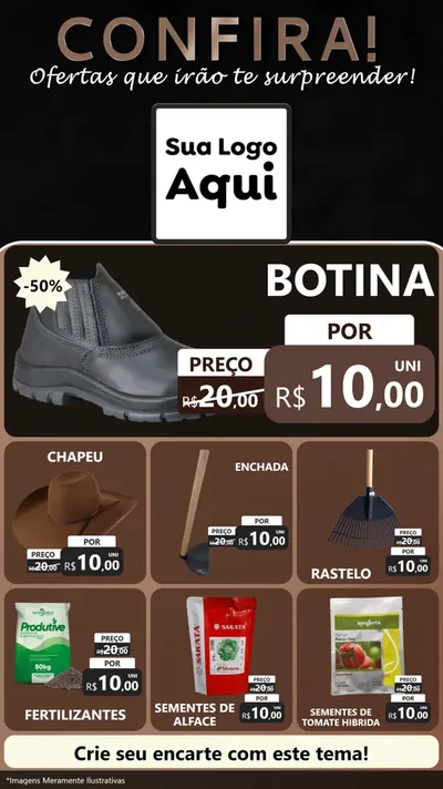 Modelo de Rede Social para Stories com o tema Confira! Ofertas que irão te surpreender! para Agropecuária