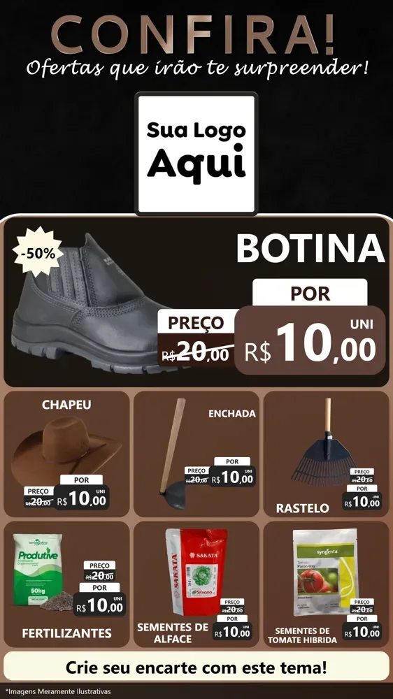 Modelo de Rede Social para Stories com o tema Confira! Ofertas que irão te surpreender! para Agropecuária