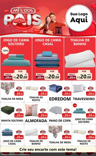 Modelo de Encarte para Encarte Grande com o tema Mês dos Pais para Cama, Mesa e Banho