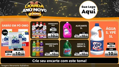 Modelo de TV para TV Horizontal com o tema Liquida Ano Novo É Aqui! para Produtos de Limpeza