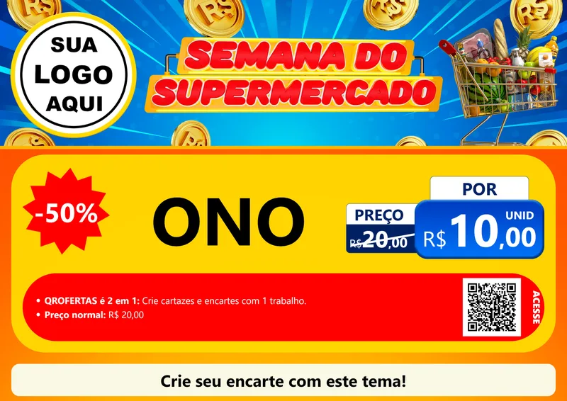 Modelo de Cartaz para Cartaz A4 Horizontal com o tema Semana do Supermercado para Óticas