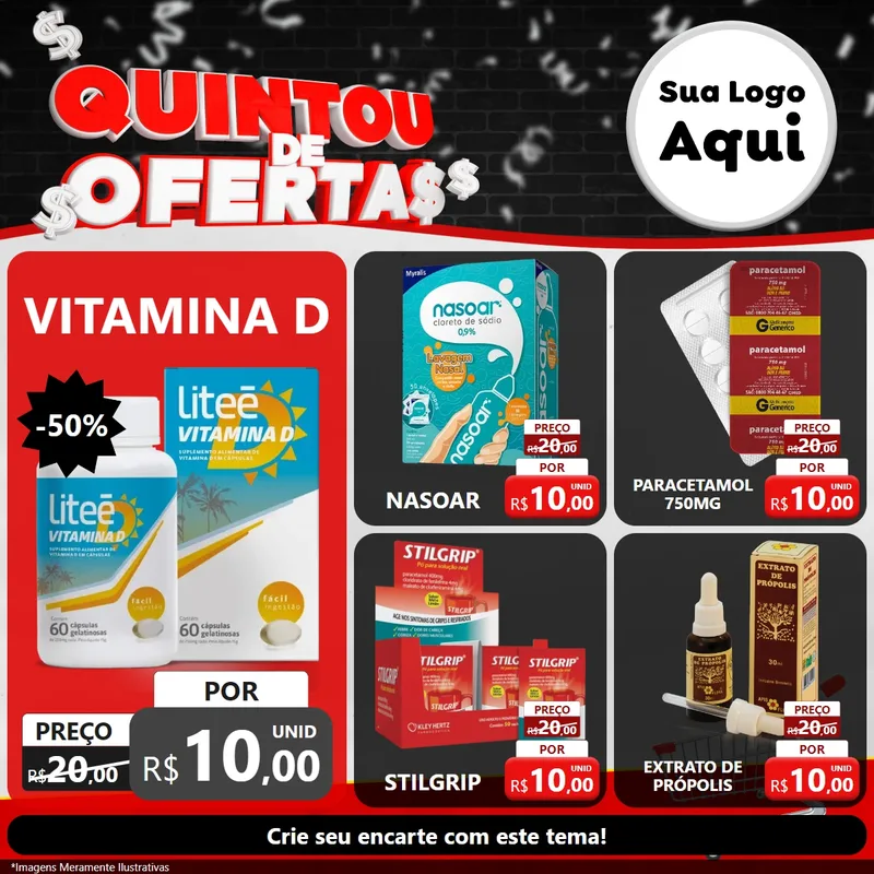 Modelo de Rede Social para Feed Facebook com o tema Quintou de Ofertas para Farmácia