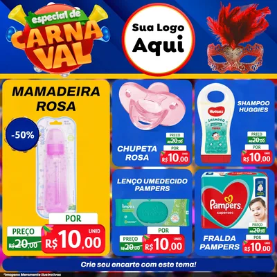 Modelo de Rede Social para Feed Facebook com o tema Especial de Carnaval para Bebês