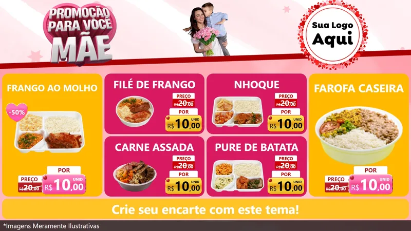 Modelo de TV para TV Horizontal com o tema Promoção Para Você Mãe para Restaurante