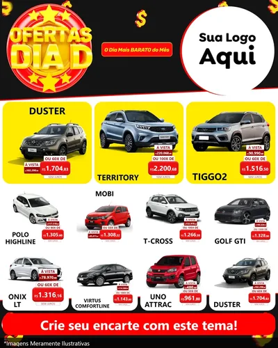 Modelo de Rede Social para Feed Instagram com o tema Dia D para Concessionaria de Carros