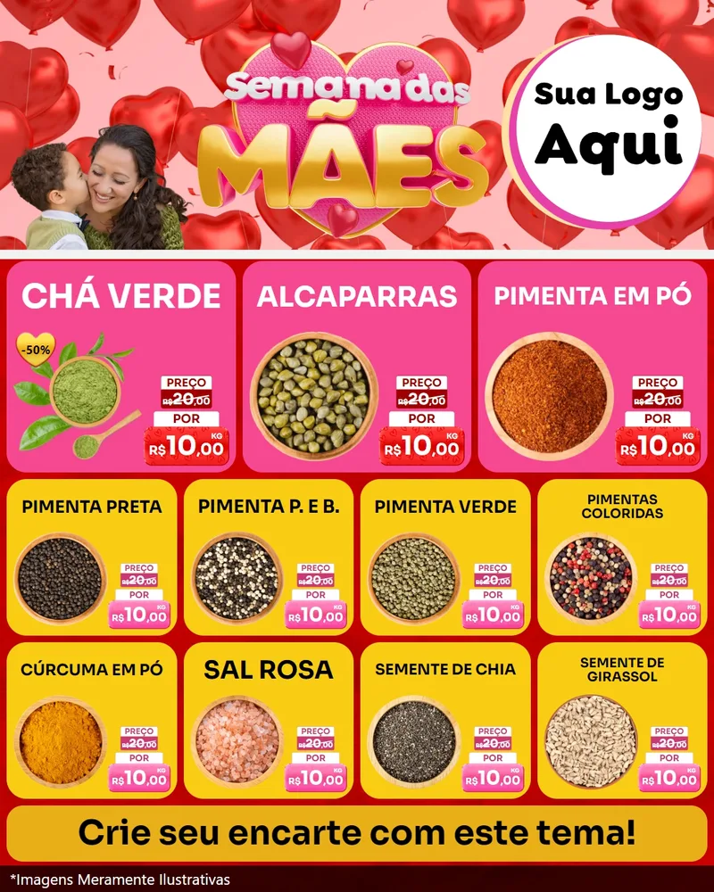 Modelo de Rede Social para Feed Instagram com o tema Semana Das Mães para Produtos Naturais