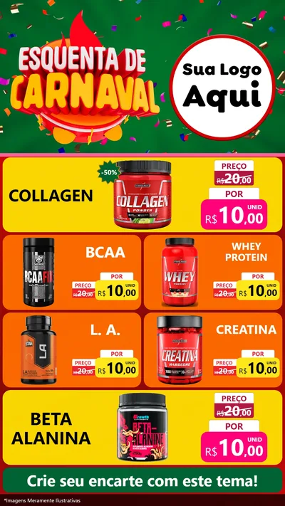 Modelo de TV para TV Vertical com o tema Esquenta de Carnaval para Suplementos alimentares