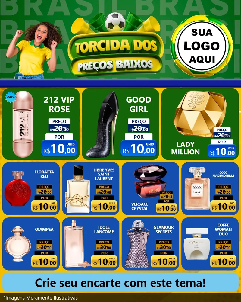 Modelo de Rede Social para Feed Instagram com o tema Torcida dos Preços Baixos para Perfumes