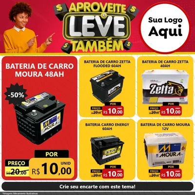Modelo de Rede Social para Feed Facebook com o tema Aproveite e Leve Também para Baterias Elétricas