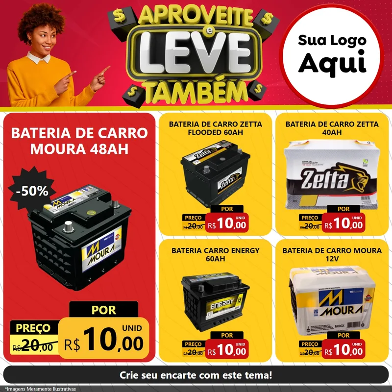 Modelo de Rede Social para Feed Facebook com o tema Aproveite e Leve Também para Baterias Elétricas