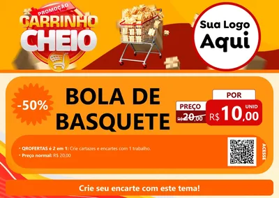 Modelo de Cartaz para Cartaz A4 Horizontal com o tema Promoção carrinho cheio para Artigos Esportivos