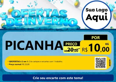 Modelo de Cartaz para Cartaz A4 Horizontal com o tema Ofertas de Inverno para Açougue