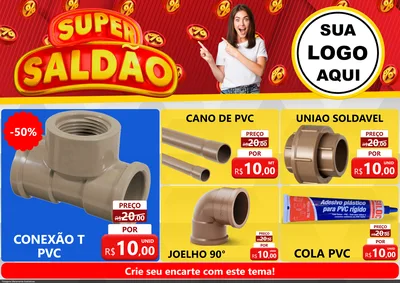 Modelo de Encarte para Encarte A4 Horizontal com o tema Super Saldão para Tubos e conexões