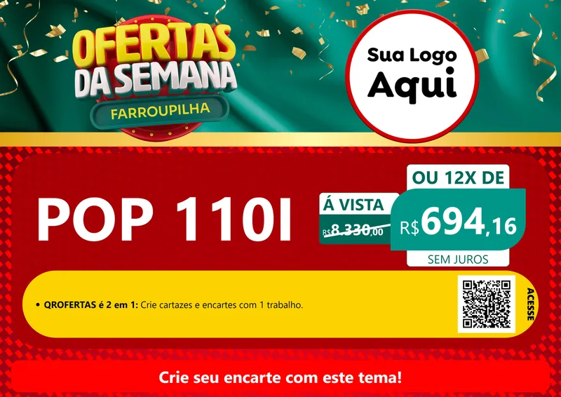 Modelo de Cartaz para Cartaz A4 Horizontal com o tema Ofertas da Semana Farroupilha para Concessionaria de Motos