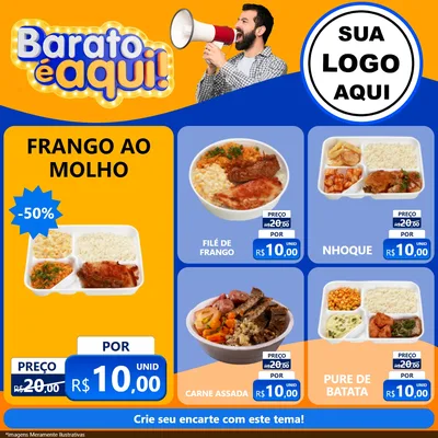 Modelo de Rede Social para Feed Facebook com o tema Barato é aqui para Restaurante