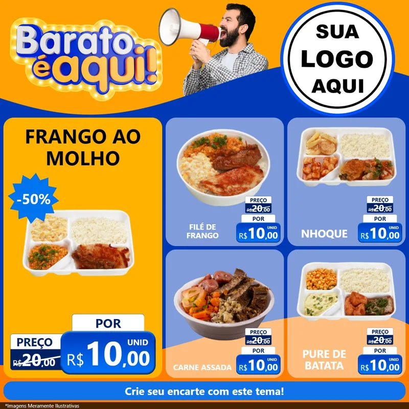 Modelo de Rede Social para Feed Facebook com o tema Barato é aqui para Restaurante