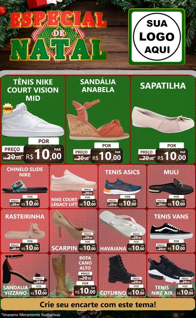 Modelo de Encarte para Encarte Grande com o tema Especial de Natal para Calçados