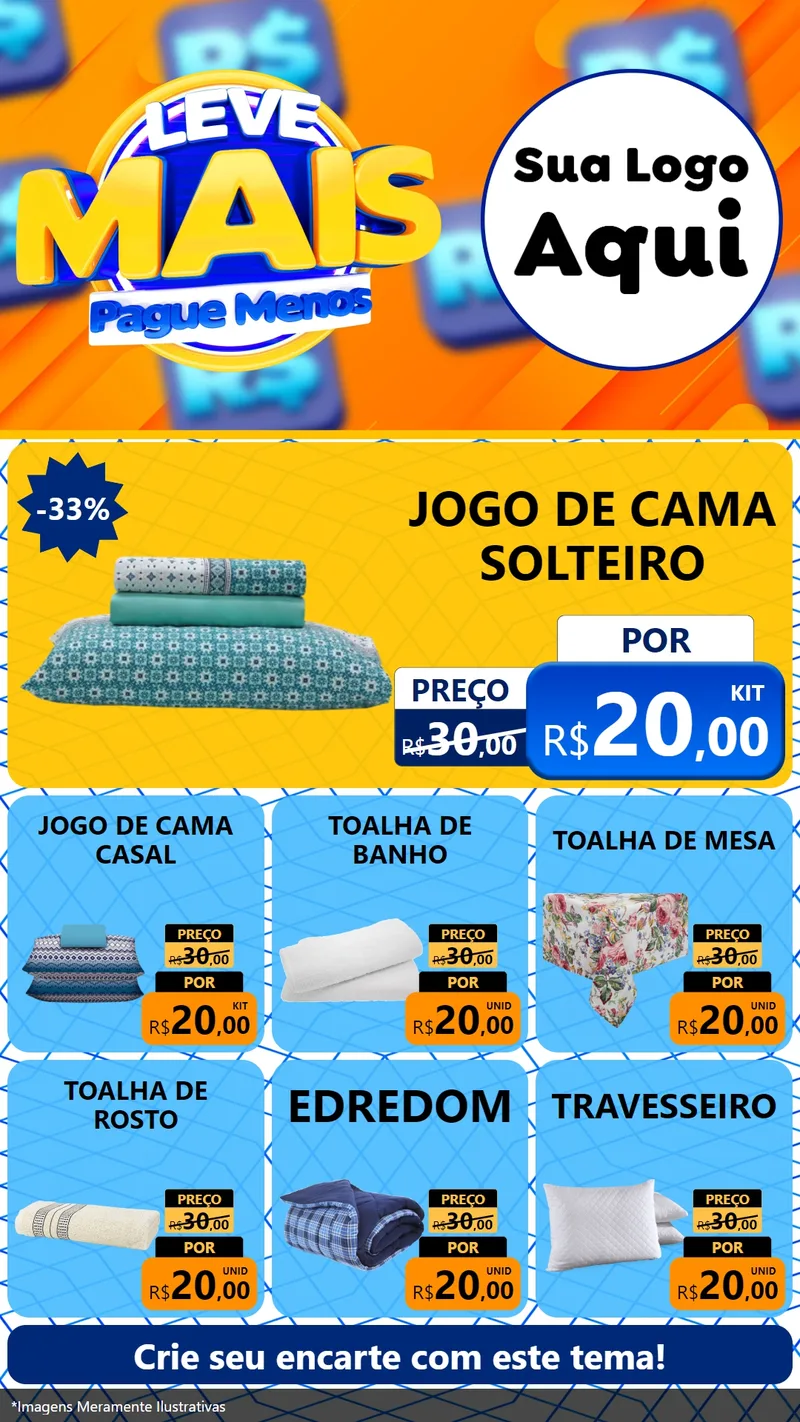 Modelo de Rede Social para Stories com o tema Leve Mais, Pague Menos para Cama, Mesa e Banho