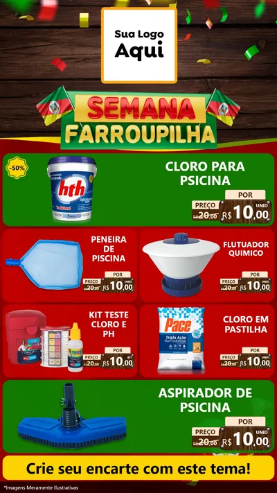 Modelo de TV para TV Vertical com o tema Semana Farroupilha para Produtos para Piscina