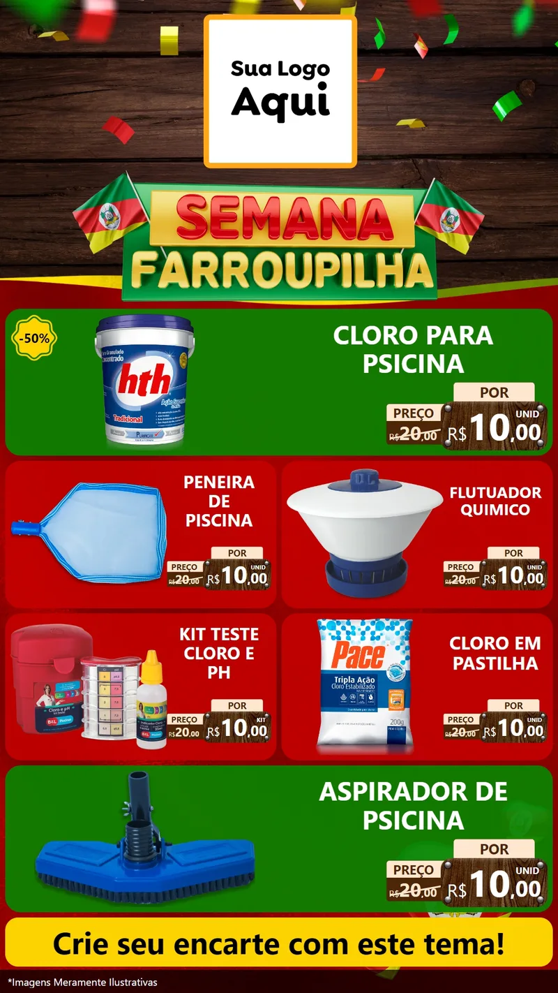 Modelo de TV para TV Vertical com o tema Semana Farroupilha para Produtos para Piscina