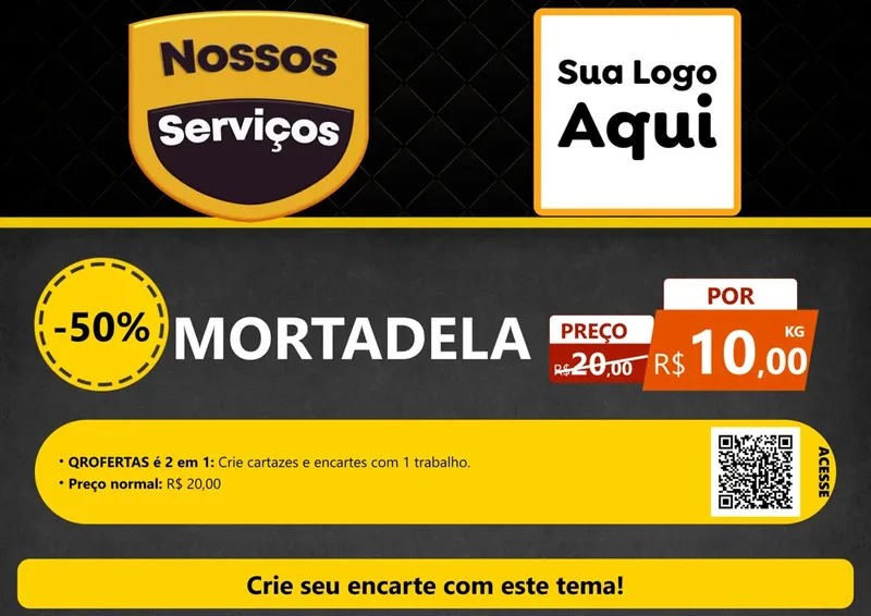 Modelo de Cartaz para Cartaz A4 Horizontal com o tema Nossos Serviços para Frios e Laticínios