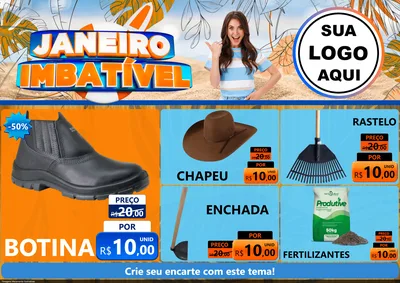 Modelo de Encarte para Encarte A4 Horizontal com o tema Janeiro Imbatível para Agropecuária
