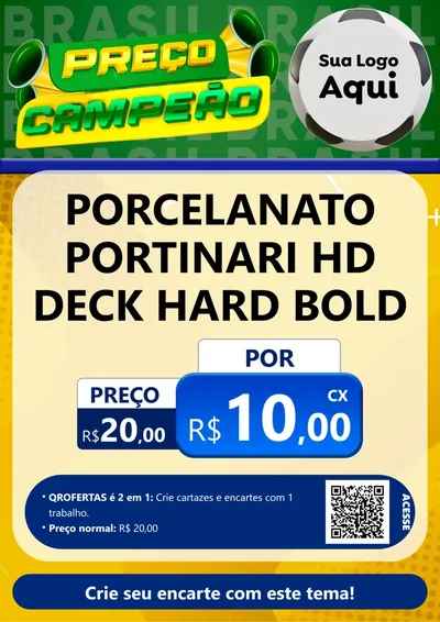 Modelo de Cartaz para Cartaz A4 Vertical com o tema Preço Campeão - Copa para Pisos e revestimentos