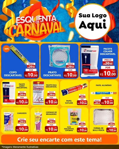 Modelo de Rede Social para Feed Instagram com o tema Esquenta de Carnaval para Embalagens