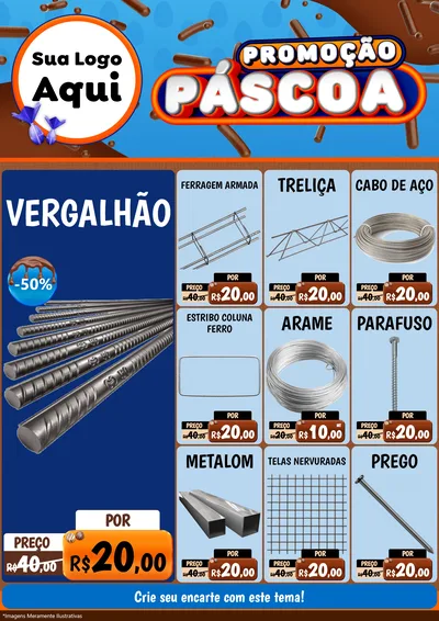 Modelo de Encarte para Encarte A4 Vertical com o tema Promoção Páscoa para Ferragens