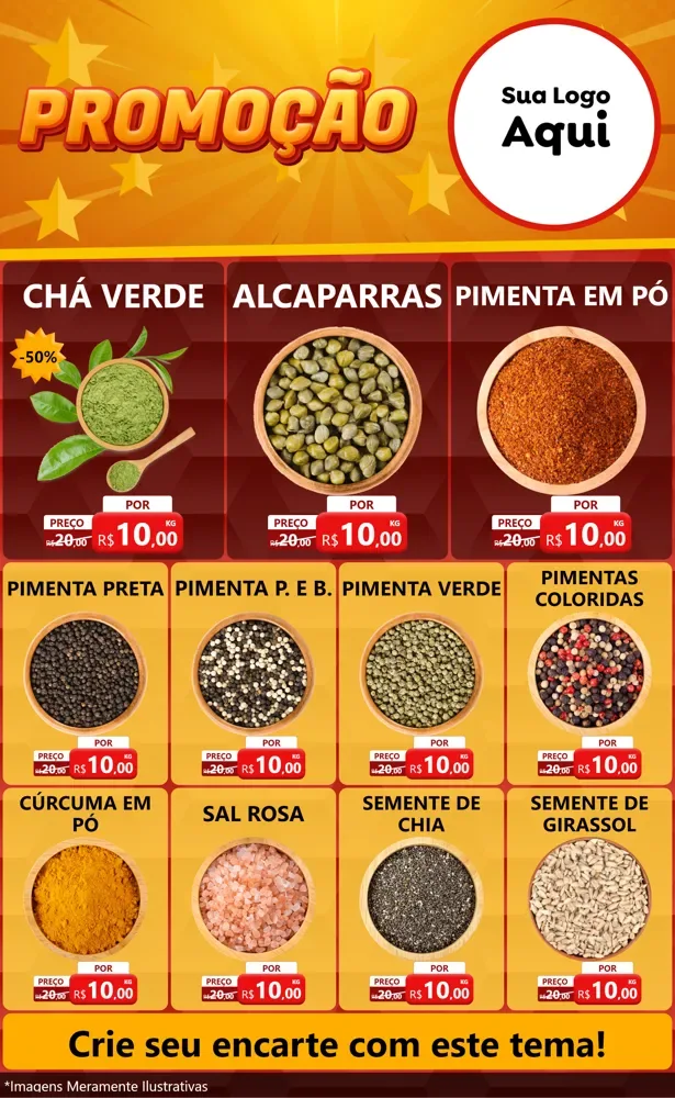 Modelo de Encarte para Encarte Grande com o tema Promoção para Produtos Naturais