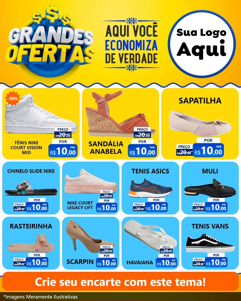 Modelo de Rede Social para Feed Instagram com o tema Grandes Ofertas para Calçados