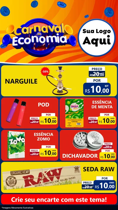 Modelo de TV para TV Vertical com o tema Carnaval da Economia para Tabacaria