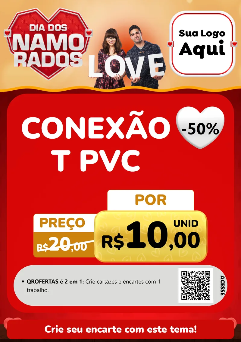 Modelo de Cartaz para Cartaz A4 Vertical com o tema Dia dos Namorados para Tubos e conexões