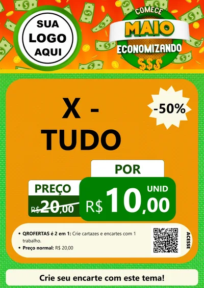Modelo de Cartaz para Cartaz A4 Vertical com o tema Comece Maio Economizando para Hamburgueria