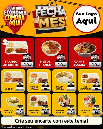 Modelo de Rede Social para Feed Instagram com o tema Fecha Mês para Restaurante