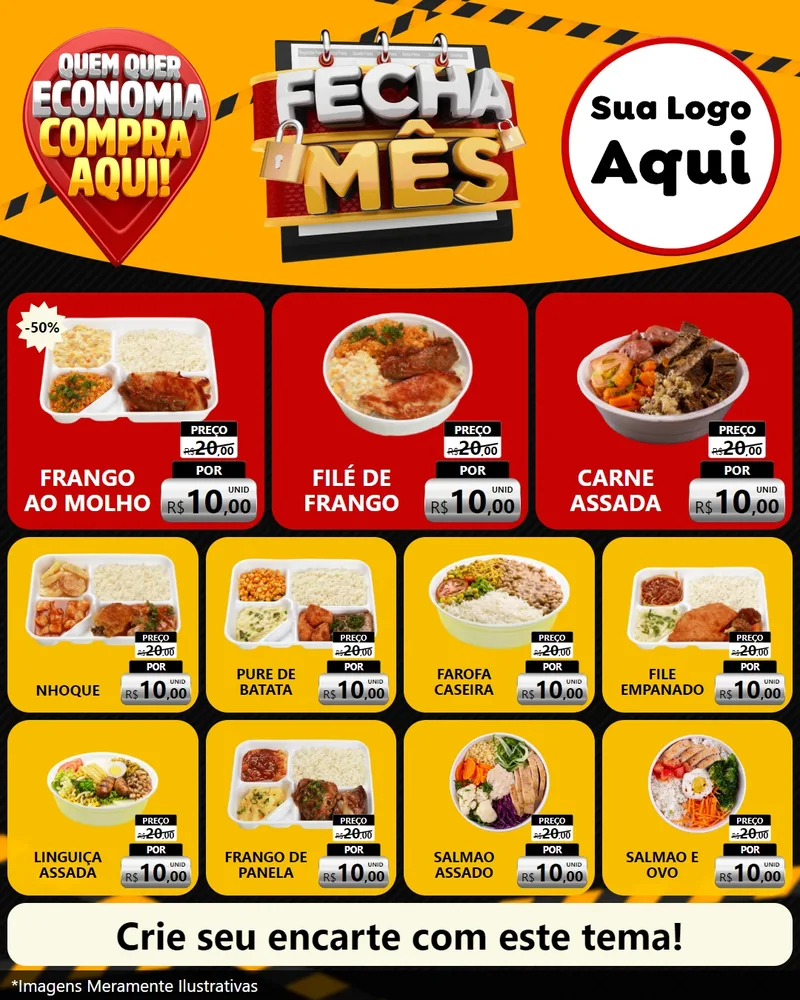 Modelo de Rede Social para Feed Instagram com o tema Fecha Mês para Restaurante