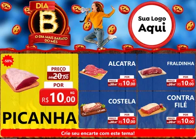 Modelo de Encarte para Encarte A4 Horizontal com o tema Dia B - O Dia Mais Barato Do Mês para Açougue